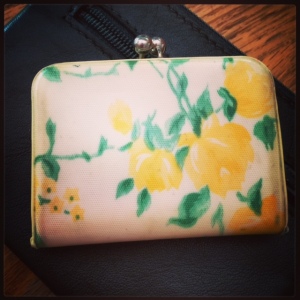 The tiny plastic change purse I bought for a dime in the 1960s.